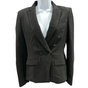 BCBG Maxazria M Jacket Blazer Black Hayden Shoulder Pads Button Good Condition